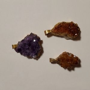 Amethyst & Citrine Cluster Pendants